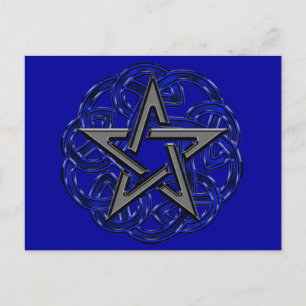 Black & Blue Celtic Pentagramm Postkarte