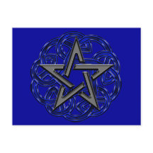 Black & Blue Celtic Pentagramm Postkarte