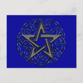 Black & Blue Celtic Pentagramm Postkarte