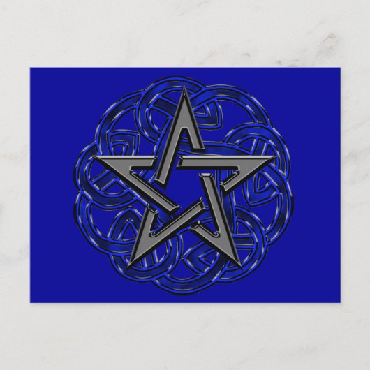 Black & Blue Celtic Pentagramm Postkarte (Vorderseite)