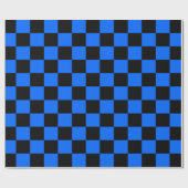 Black Blue Checkerboard Geschenkpapier (Flach)
