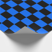 Black Blue Checkerboard Geschenkpapier (Ecke)