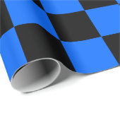 Black Blue Checkerboard Geschenkpapier (Rolleneckpunkt)