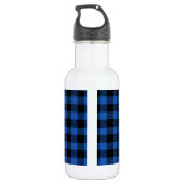 Black Blue Checkered Buffalo Muster | Personalisie Edelstahlflasche (Rückseite)