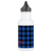 Black Blue Checkered Buffalo Muster | Personalisie Edelstahlflasche (Rechts)