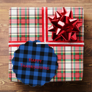 Black Blue Checkered Buffalo Muster   Personalisie Ornament Karte