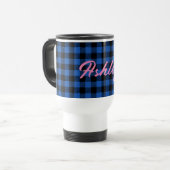 Black Blue Checkered Buffalo Muster | Personalisie Reisebecher (Vorderseite Links)