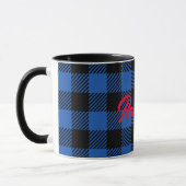 Black Blue Checkered Buffalo Muster | Personalisie Tasse (Links)