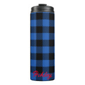 Black Blue Checkered Buffalo Muster | Personalisie Thermosbecher (Vorderseite)