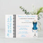 Black & Blue Corset Lingerie Brautparty Einladung (Stehend Vorderseite)