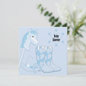 Black Blue Cowboy Baby Dusche Einladung (Stehend Vorderseite)