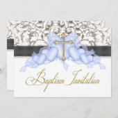 Black Blue Cross Boys Blue First Communation Einladung (Vorne/Hinten)