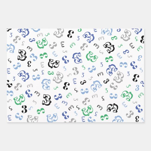 Black Blue Custom Birday Year Wrapper Geschenkpapier Set (Vorderseite)