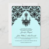 Black Blue Damask Candelier Weditation Einladung (Vorderseite)