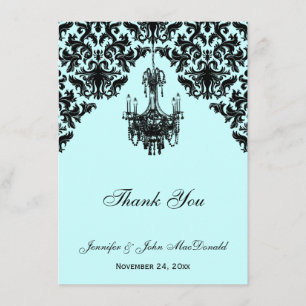 Black Blue Damask Kronleuchter Vielen Dank Karte