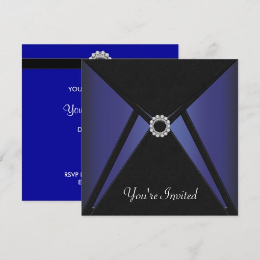 Black Blue Diamond Einladung (Vorne/Hinten)