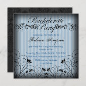 Black & Blue Floral Chic Bachelorette Einladung (Vorne/Hinten)