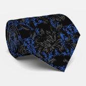 Black & Blue Floral Damask Gotische Hochzeit Krawatte (Gerollt)