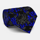 Black & Blue Floral Damask Gotische Hochzeit Krawatte (Gerollt)