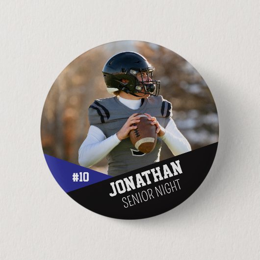Black Blue Football Button Senior Night Team Kids (Vorderseite)