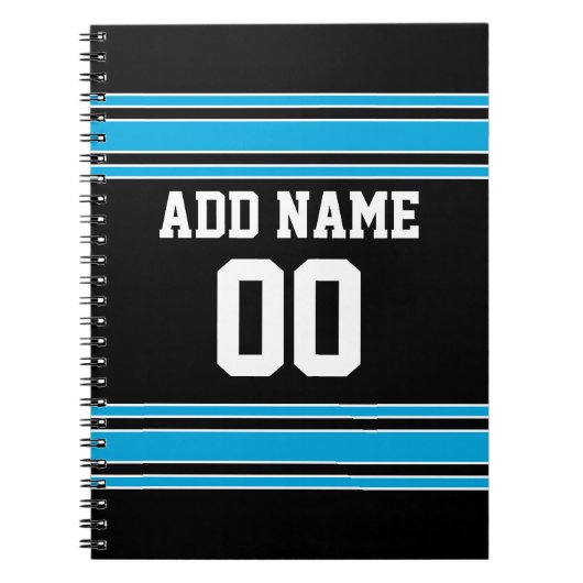 Black Blue Football Jersey Individuelle Name Numbe Notizblock (Vorderseite)