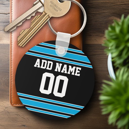 Black Blue Football Jersey Individuelle Name Numbe Schlüsselanhänger
