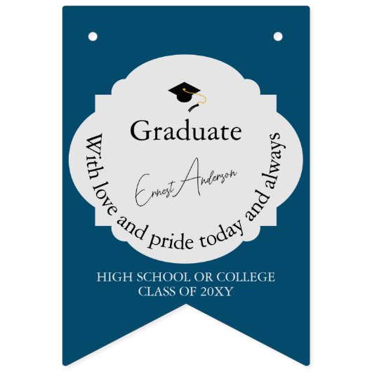 Black Blue Foto Glückwunschs Grad Graduate Abschlu Wimpelkette (Zehnte Fahne)