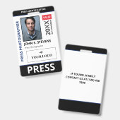 Black Blue Foto & Larger Logo-Pressekennung Ausweis (Vorder- & Rückseite)