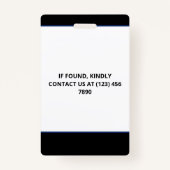 Black Blue Foto & Larger Logo-Pressekennung Ausweis (Rückseite)