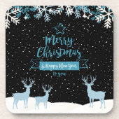 Black Blue Frohe Weihnachts-Getränkekarte Getränkeuntersetzer (Vorderseite)