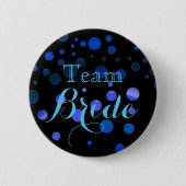 Black Blue Glitzer Wedding Team Bride Button (Vorderseite)