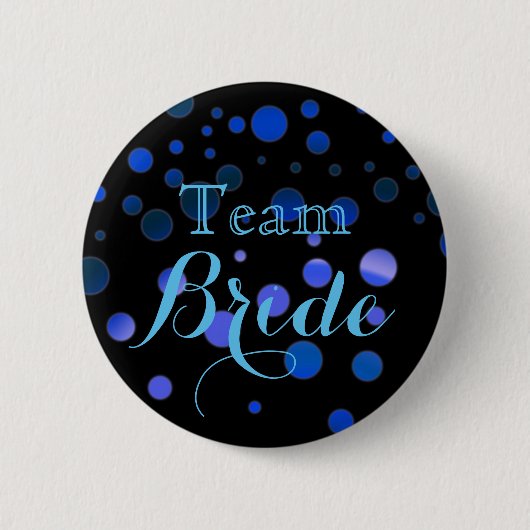 Black Blue Glitzer Wedding Team Bride Button (Vorderseite)