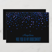 Black Blue Glitzer Werden Sie meine Brautjungfrau? Einladung (Vorne/Hinten)