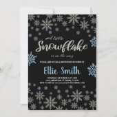 Black Blue Glitzer Winter Baby Dusche Einladungen (Vorderseite)