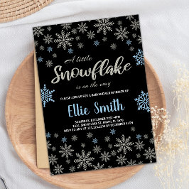 Black Blue Glitzer Winter Baby Dusche Einladungen