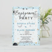 Black Blue Gold Celestial Wedding Engagement Party Einladung (Stehend Vorderseite)