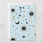 Black Blue Gold Celestial Wedding Engagement Party Einladung (Rückseite)