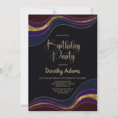 Black Blue Gold Glitzer Geburtstagsparty Einladung (Vorderseite)