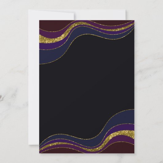 Black Blue Gold Glitzer Überraschung 16. Geburtsta Einladung (Rückseite)