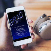 Black Blue Grad Party Einladung