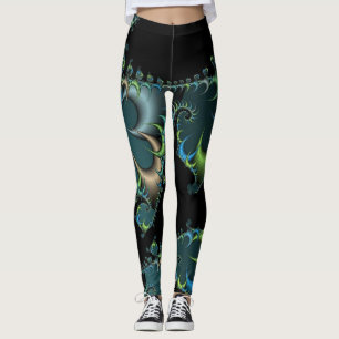 Black Blue Green Abstrakt Leggings
