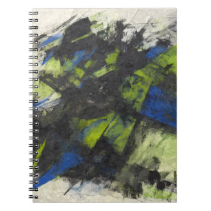 Black Blue Green Dynamic Abstraktes Notebook Notizblock