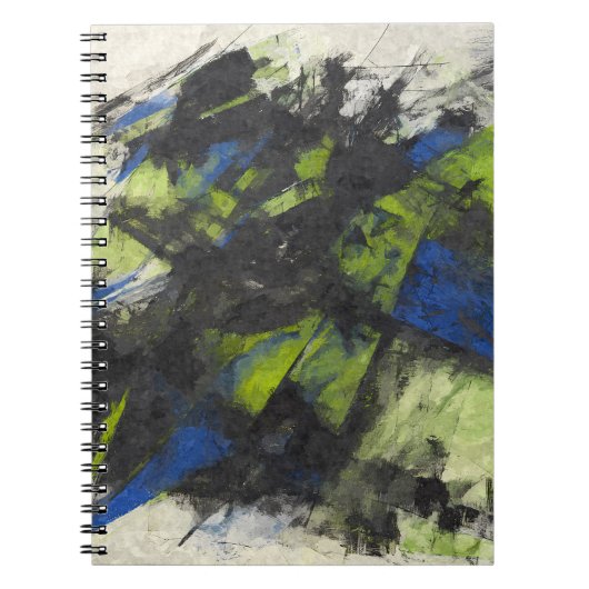 Black Blue Green Dynamic Abstraktes Notebook Notizblock (Vorderseite)