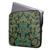 Black Blue Green & Gold Vintage Blütendamasken Laptopschutzhülle (Vorderseite Links)