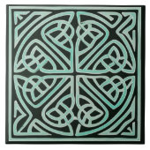 Black & Blue Green Irish Celtic Keramik Tile Fliese (Vorderseite)