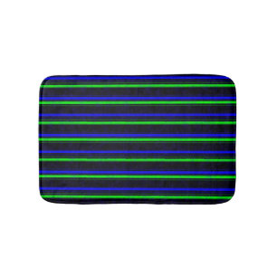 Black Blue Green Stripes Badematte