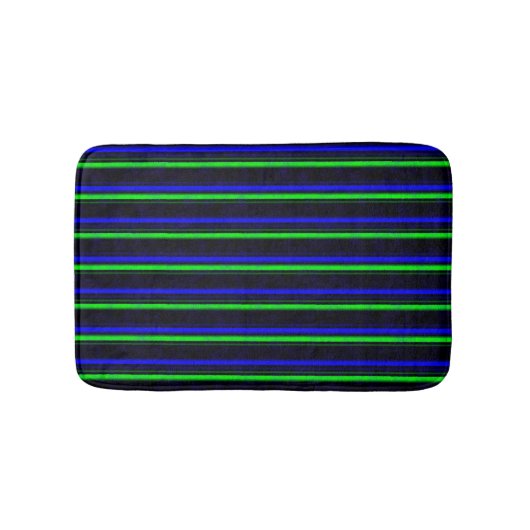 Black Blue Green Stripes Badematte (Vorderseite)