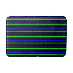 Black Blue Green Stripes Badematte