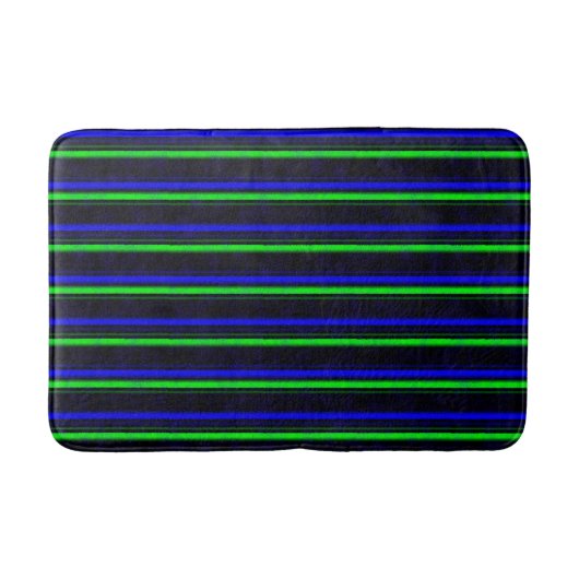 Black Blue Green Stripes Badematte (Vorderseite)