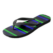 Black Blue Green Stripes Badesandalen (Schrägansicht)